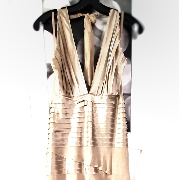 BCBG MAXAZRIA HLTER SILK CHIFFON LAYERED DRESS - Picture 7 of 8